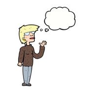 cartoon woman wearing spectacles with thought bubble N33