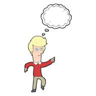 cartoon man pointing with thought bubble N156
