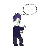 cartoon excited vampire with thought bubble N9