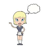 cartoon maid with thought bubble N32