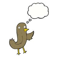 funny cartoon bird with thought bubble N110