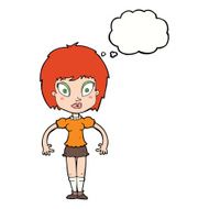 cartoon pretty girl with thought bubble N87