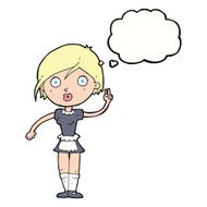 cartoon waitress making hand gesture with thought bubble N9