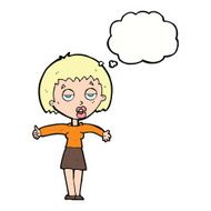 cartoon bored woman with thought bubble N25