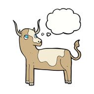 cartoon cow with thought bubble N32