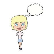cartoon happy woman with thought bubble N212
