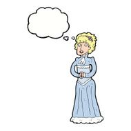 cartoon shocked victorian woman with thought bubble N9