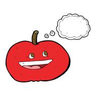 cartoon happy apple with thought bubble N8