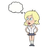 cartoon woman with hands on hips thought bubble N180