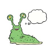 cartoon slug with thought bubble N11