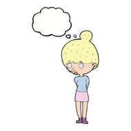 cartoon woman staring with thought bubble N26