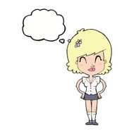cartoon happy woman with thought bubble N213