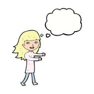 cartoon happy girl with thought bubble N78