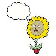 cartoon flower with face thought bubble N21