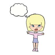 cartoon woman pointing with thought bubble N178