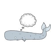 cartoon whale with thought bubble N29