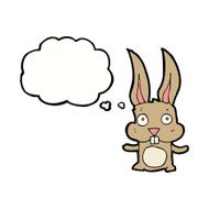 cartoon rabbit with thought bubble N75