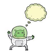 cartoon alien with thought bubble N9