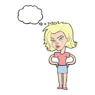 cartoon woman with hands on hips thought bubble N181