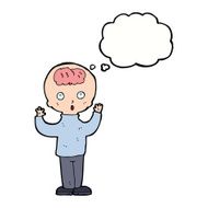 cartoon genius with thought bubble N8