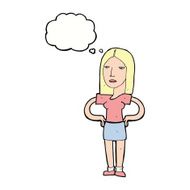 cartoon woman with hands on hips thought bubble N182
