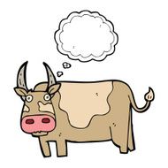cartoon bull with thought bubble N21