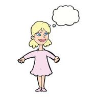 cartoon woman with open arms thought bubble N85