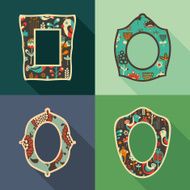 Set of vintage frames with colorful birds and flowers