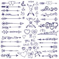 Doodle arrows decor element snowflakes Winter love