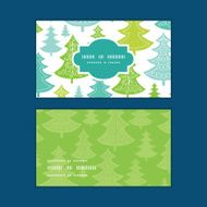 Vector holiday christmas trees horizontal frame pattern business cards set