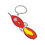 cartoon rocket with thought bubble N4