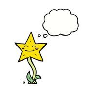 cartoon star flower with thought bubble N8
