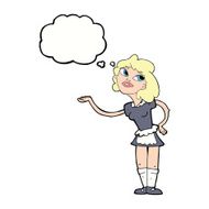 cartoon waitress serving with thought bubble N9