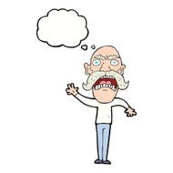 cartoon angry old man with thought bubble N116