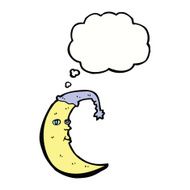 sleepy moon cartoon with thought bubble N6