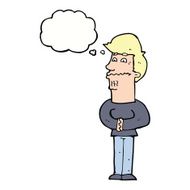 cartoon nervous man with thought bubble N114