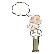 cartoon angry old man with thought bubble N117