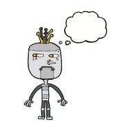 funny cartoon robot with thought bubble N40