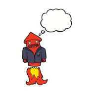 cartoon firework in business suit with thought bubble N8
