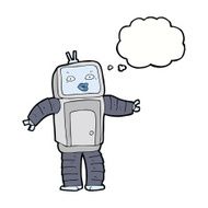 funny cartoon robot with thought bubble N41