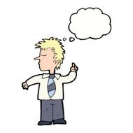 cartoon man making his point with thought bubble N9