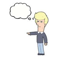 cartoon man blaming with thought bubble N9