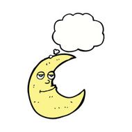 happy cartoon moon with thought bubble N4