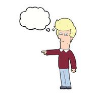 cartoon man pointing with thought bubble N157