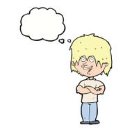 cartoon happy man with thought bubble N377