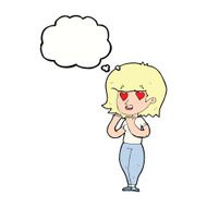 cartoon woman in love with thought bubble N9