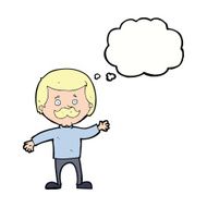 cartoon dad waving with thought bubble N9