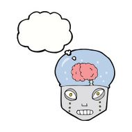 cartoon spooky robot head with thought bubble N9