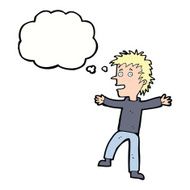 cartoon happy man with thought bubble N379