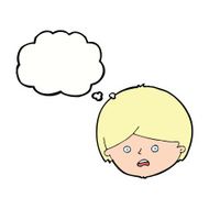 cartoon unhappy boy with thought bubble N48